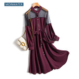 MOINWATER Women New Long Sleeve Dress Female Black Preppy Style Dresses