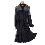 MOINWATER Women New Long Sleeve Dress Female Black Preppy Style Dresses